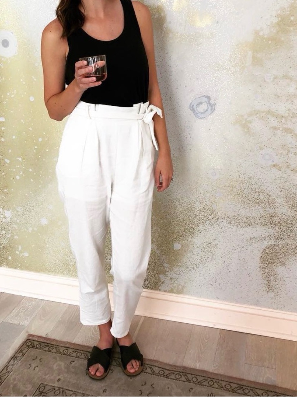 High-Waist Wide Leg Linen Pants in Off-White